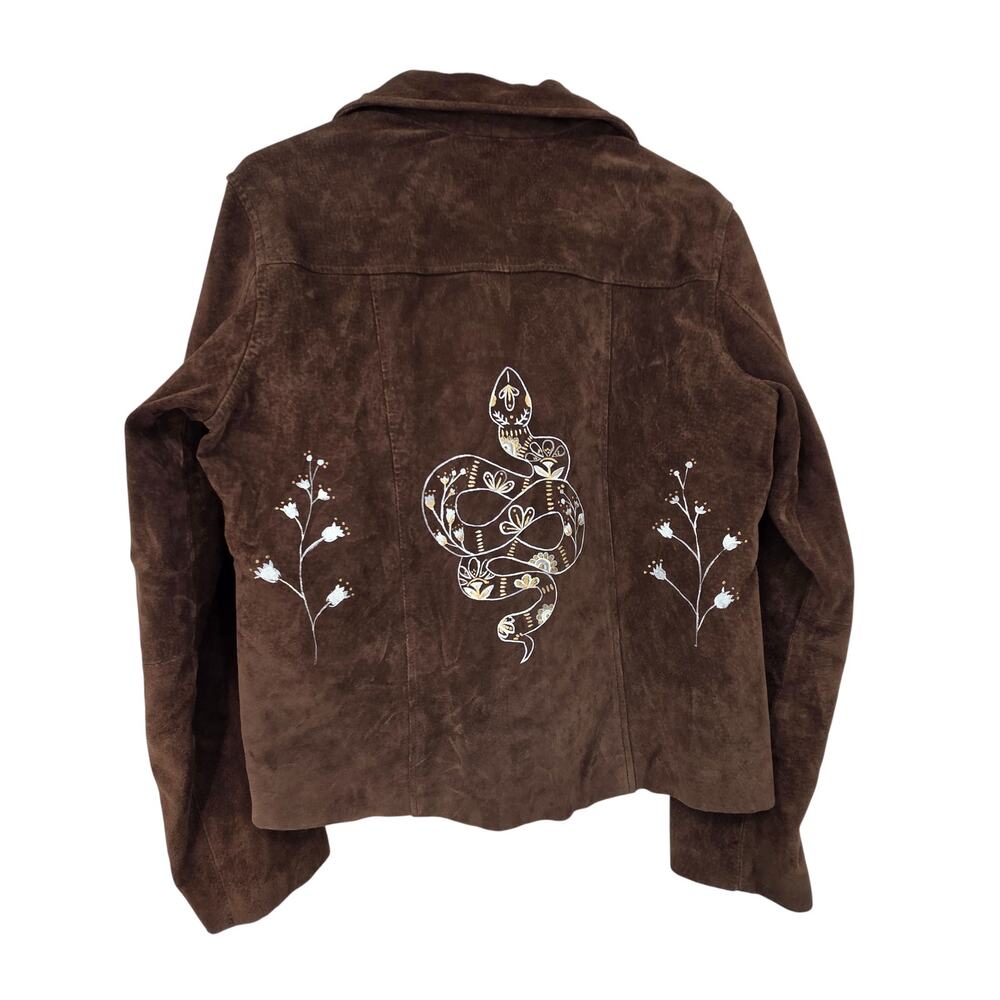 VINTAGE SONOMA MEDIUM LEATHER BOHO SNAKE PAINTED WESTERN LONG SLEEVE JACKET